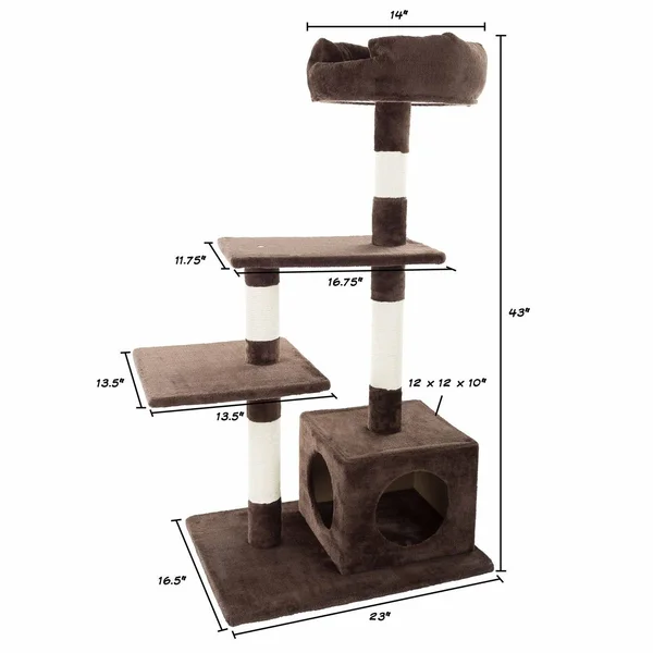 Petmaker 4 Tier Cat Tree- Plush Multi-Level Cat Tower with Sisal Scratching