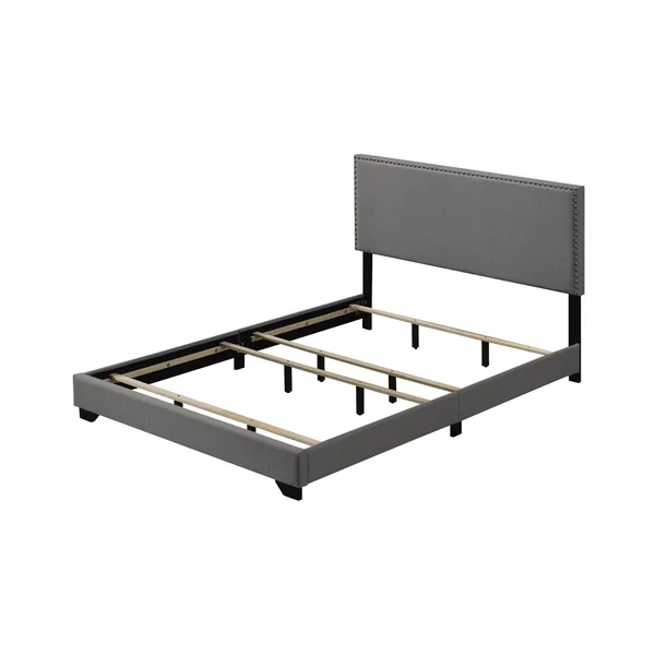 Leandros Queen Bed - Light Gray Fabric