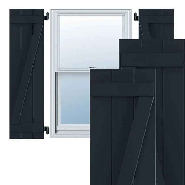 Ekena Millwork 16-1/8x22 x 67x22 True Fit PVC Three Board Joined Board and Batten Shutters w/Z-Bar - Starless Night Blue (Per Pai