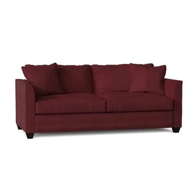 Sarah 77x22 Square Arm Sofa with Reversible Cushions Wayfair Custom Upholstery Body Fabric: Tina Scarlet