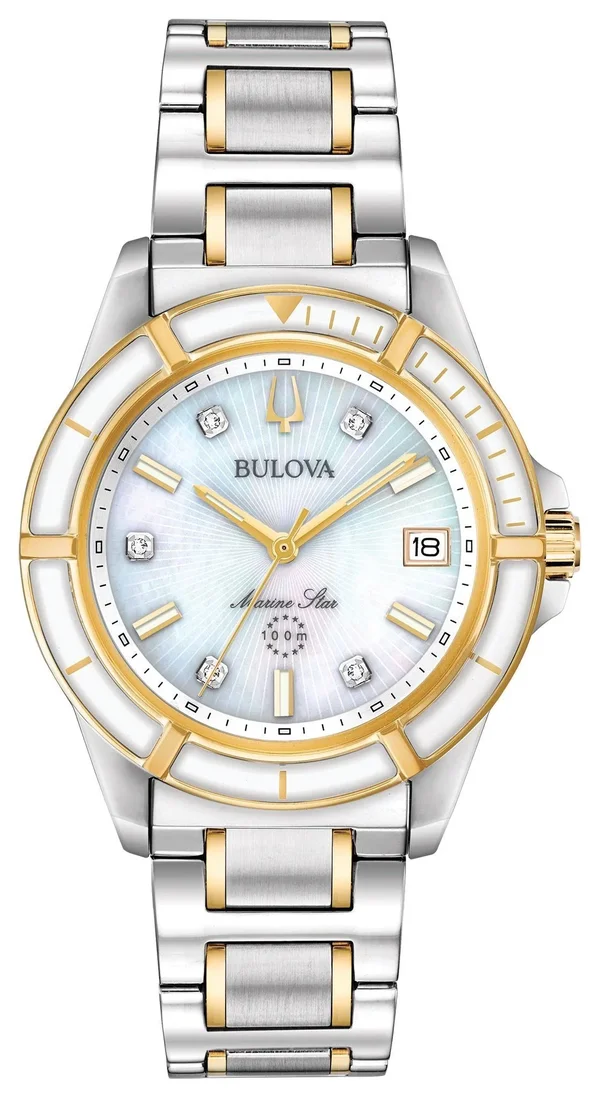 Bulova Women's Diamond Marine Star Watch, Two Tone