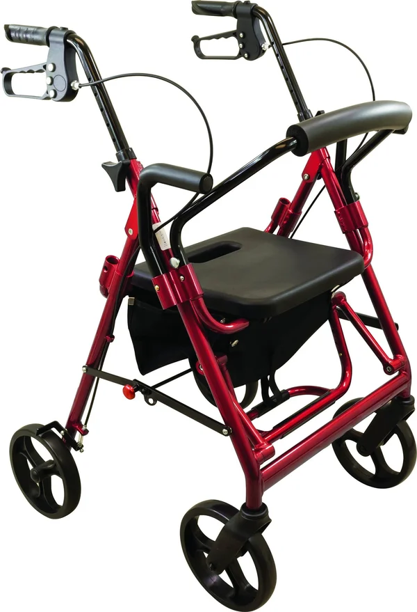 Roscoe Deluxe Transport Rollator Burgundy