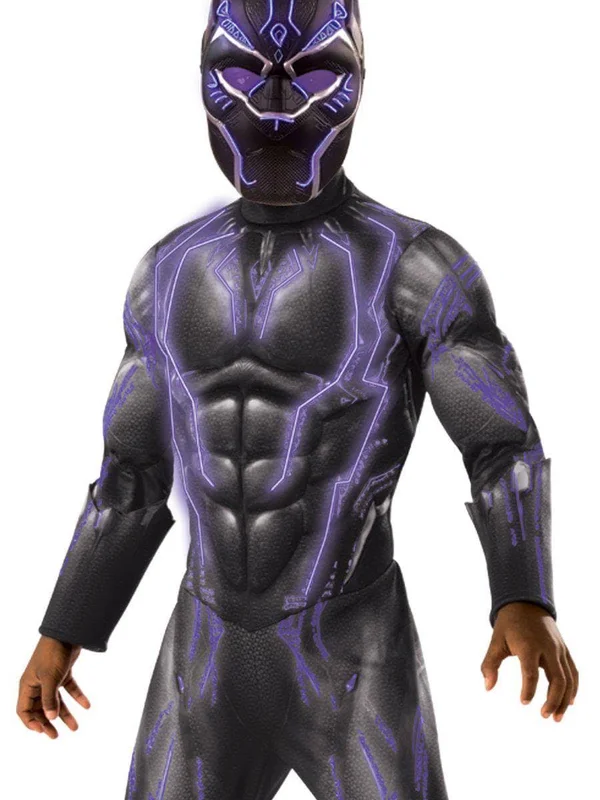 Rubies Costume Boy's Black Panther Deluxe Small Boys Light Up Costume - Black/Purple Rush, M