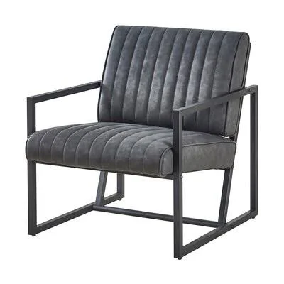 Modern Design High Quality PU+ Steel Armchair - For Kitchen, Dining, Bedroom, Living Room Mercer41 Leather Type: Gray Faux Leather