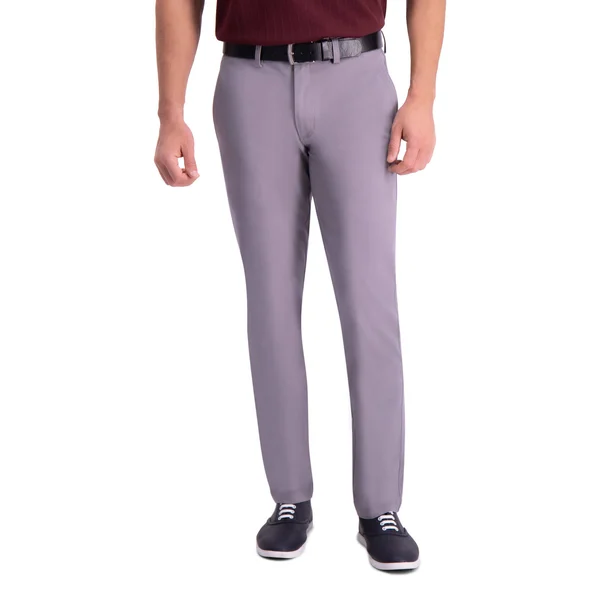 Haggar Grey Premium Comfort Slim Fit Flat Front Khaki Pants