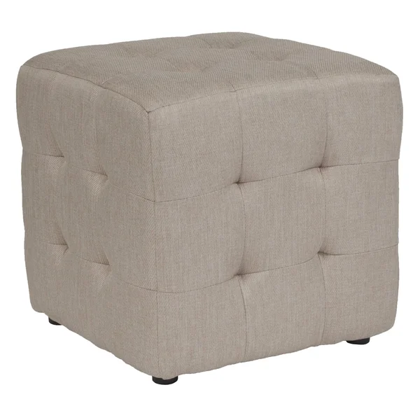 Avendale Tufted Upholstered Ottoman Pouf in - Brown Fabric