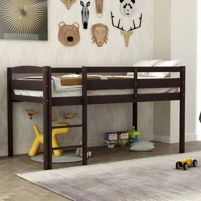 Casnovia Twin Solid Wood Low Loft Bed by Harriet Bee Harriet Bee Bed Frame Color: Espresso