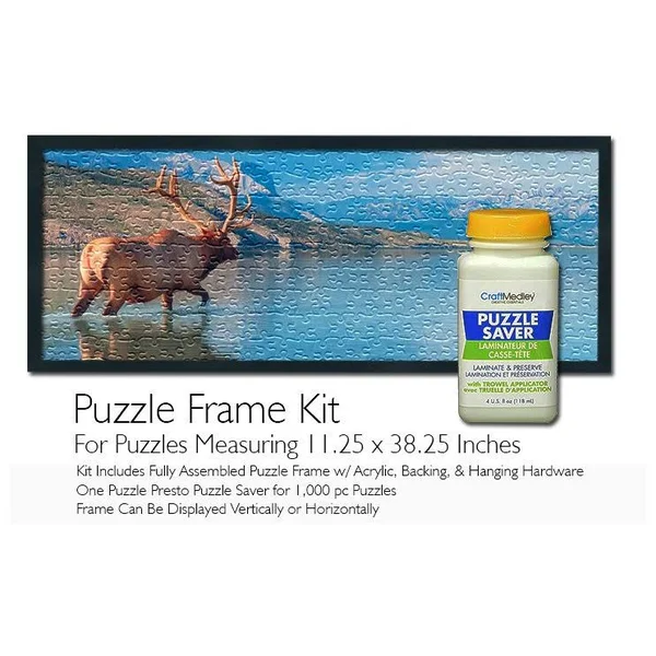 Jigsaw Puzzle Frame Kit - Featuring Craft Medley Puzzle Glue, Black