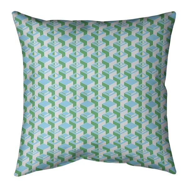 Teal Light Skyscrapers Pattern Throw Pillow - 18 x 18 - Pink & Teal - Faux Suede