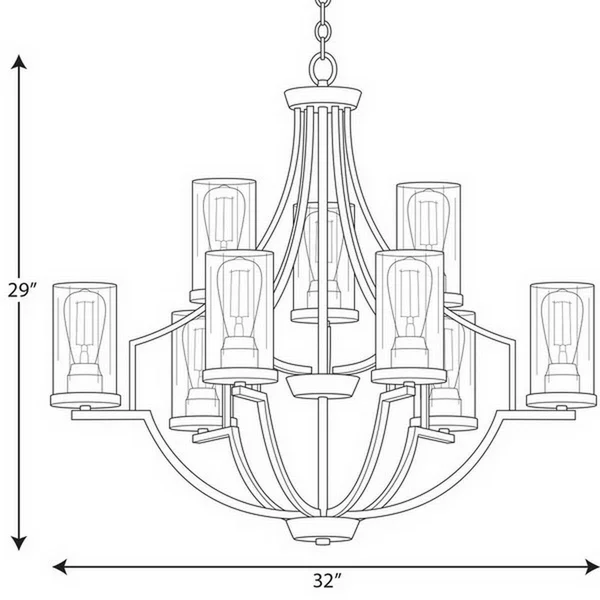 Progress Lighting Lassiter 9-Light Black Traditional Chandelier, P400198-031