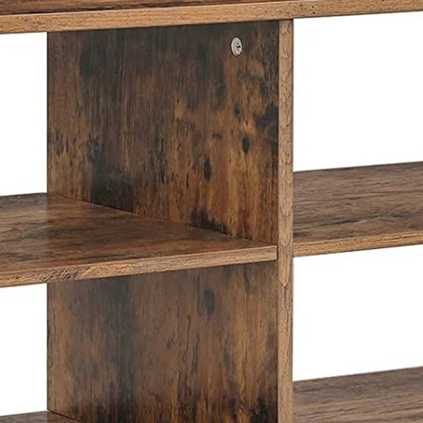 43 Inches Wood and Metal TV Stand with 4 Shelves - Brown and Black