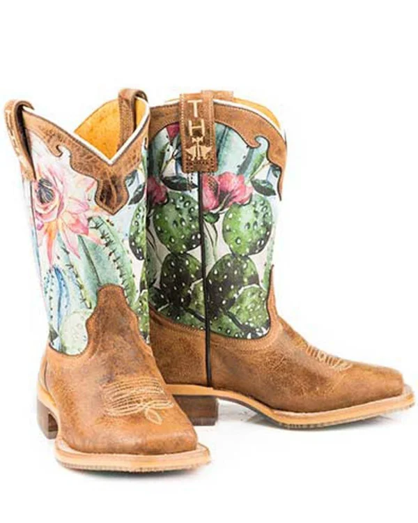 Tin Haul Boots Boys Tin Haul Kids Cactilicious Raised to Be Sharp 7in Boot 9 Brown, Girl's