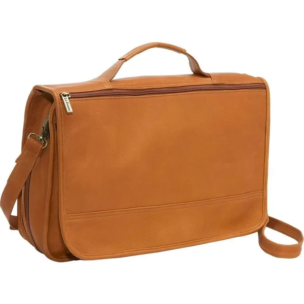Le Donne Leather Expandable Messenger - Black