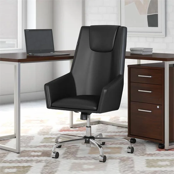 BBF Studio C High Back Leather Box Chair in Black