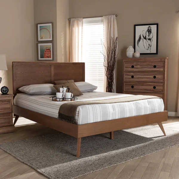 Baxton Studio Zenon Walnut Brown Wood King Platform Bed