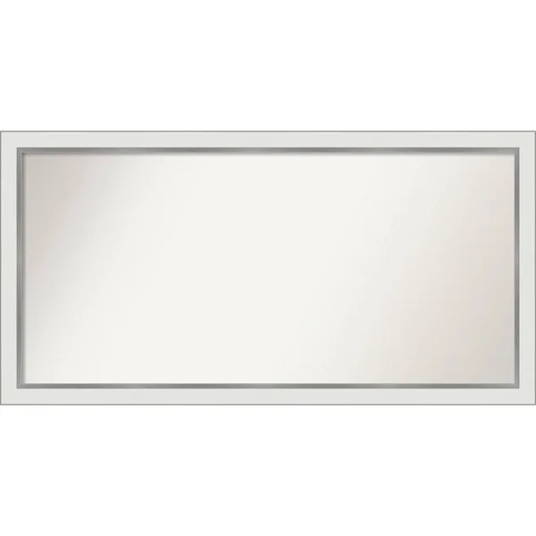 Amanti Art Medium Rectangle Satin White Silver Casual Mirror (23.12 in. H x 45.12 in. W)