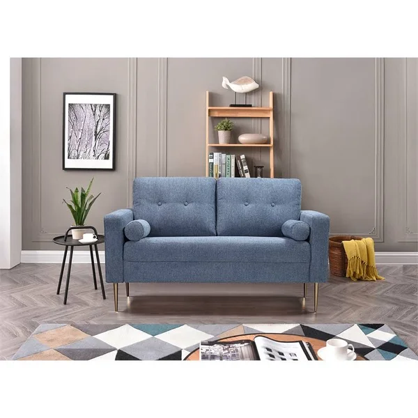 Kingway Furniture Linen Blend Palermo Living Room Loveseat in Light Blue