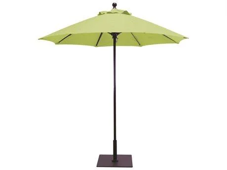 Galtech Quick Ship Commercial 7.5 Foot Aluminum Octagon Push Up Lift Umbrella White, Sunbrella Vellum - 725-WH-78