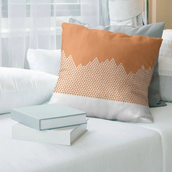 Day Mountain Pattern Throw Pillow - 20 x 20 - Orange - Cotton