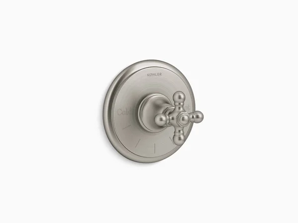 Kohler K-T72769-3-BN Artifacts Thermostatic Valve Trim with Cross Handle - Vibrant Brushed Nickel