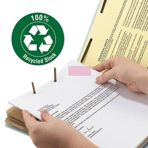 Smead 100% Recycled Pressboard Classification Folders - 3 Dividers, Legal size, Gray-Green, 10/Box