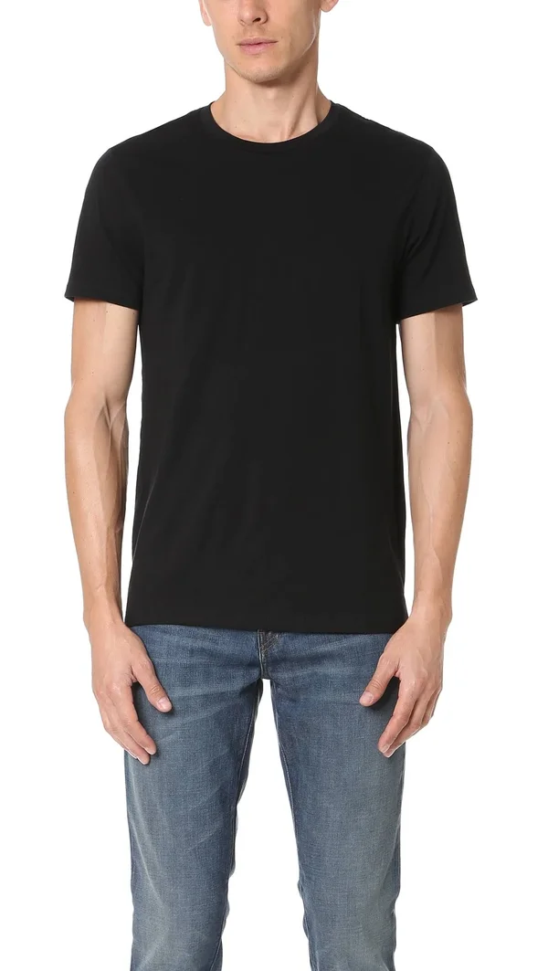 Vince Short Sleeve Pima Cotton Crew Neck Shirt - Black
