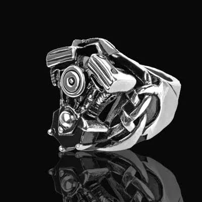 Revver Engine Block Ring for Men in Stainless Steel - Size 11, Tribal Hollywood