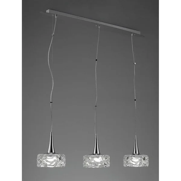 Mantra O2 Pendant 3 Light E27 Line Large - Polished Chrome Hanging Pendant Lights M3931