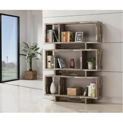 Newkirk Geometric Bookcase Brayden Studio Color: Salvaged Cabin