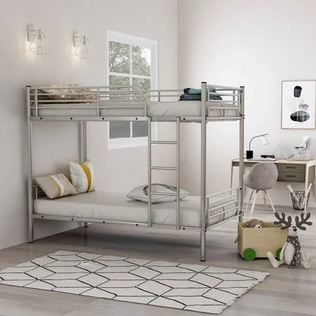 Merax Twin Over Twin Metal Bunk Bed - Multiple Colors, Silver
