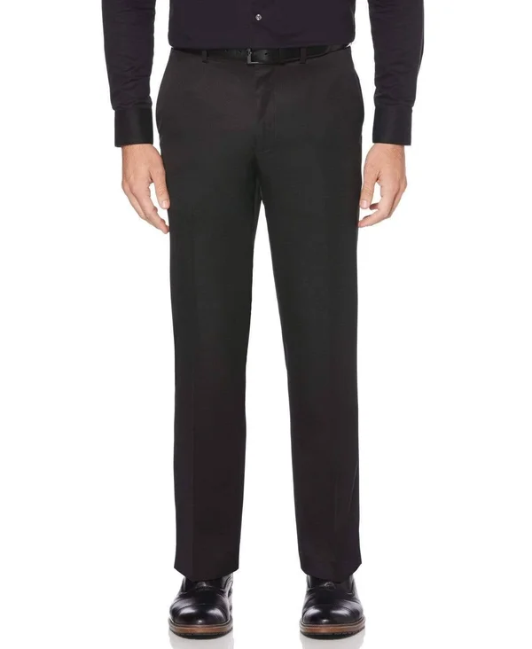 Perry Ellis Men's Modern Fit Performance Portfolio Dress Pants in Black, Size 34 x 29, 100% Polyester