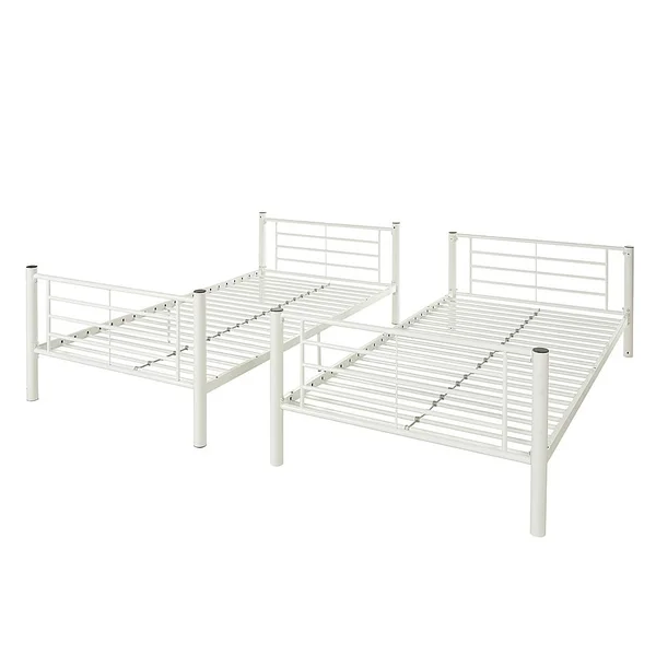 Walker Edison - Premium Metal Twin Over Twin Bunk Bed - White