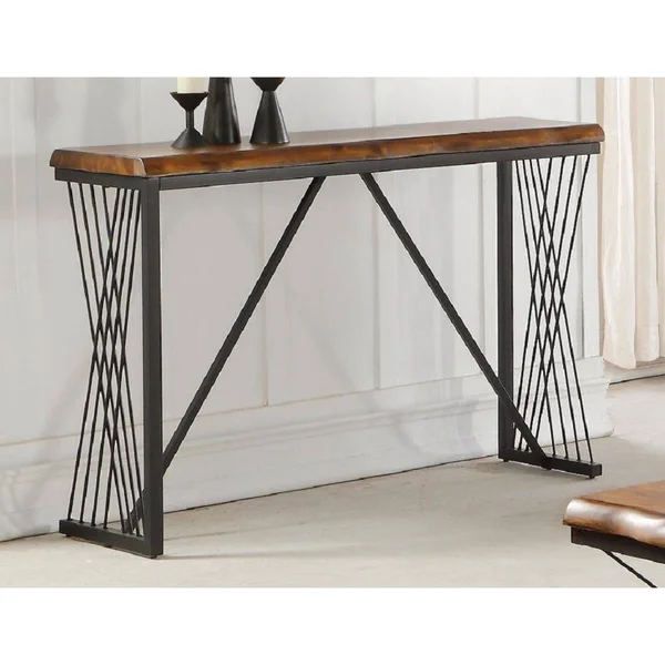 Acme Callum Sofa Table, Antique Oak & Black