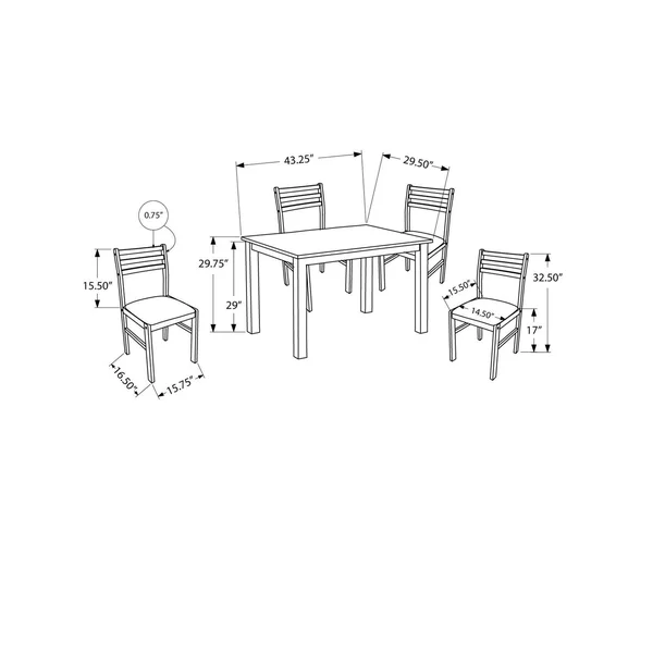 Warm Cappuccino Five Piece Dining Set - Brown - 5-Piece Sets