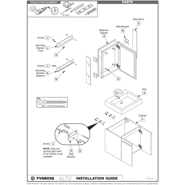Fresca Alto White Modern Bathroom Cabinet with Integrated Sink - White