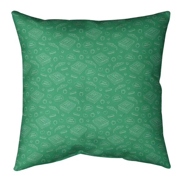 Fun Color Background Pizza Pattern Throw Pillow - 16 x 16 - Pink - Polyester
