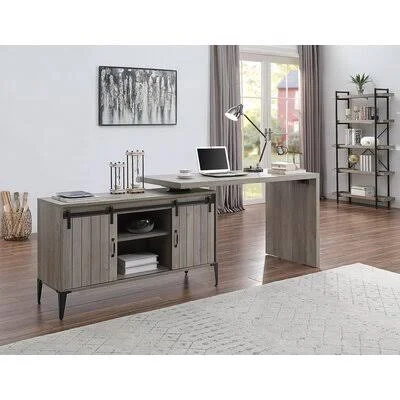 Dulane L-Shape Desk Gracie Oaks Color (Top/Frame): Gray Oak