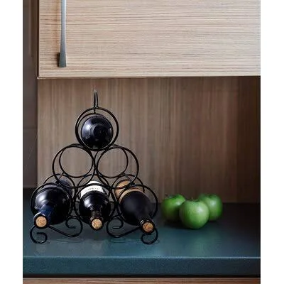 Tabletop Wine Rack - 6 Wine Bottle Holder Stand for Counter, No Assembly Required Small Metal Wine Rack Countertop, Freestanding