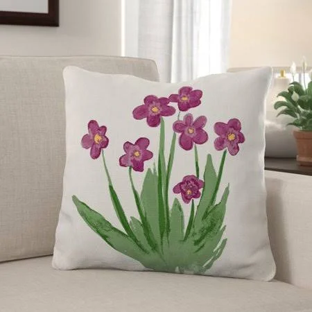 Winston Porter Marburger Pretty Little Flower Floral Print Throw Pillow - Red
