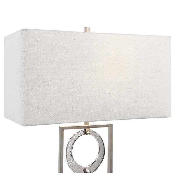 31.75x22 Modern Table Lamp with Gray Rectangle Drum Shade