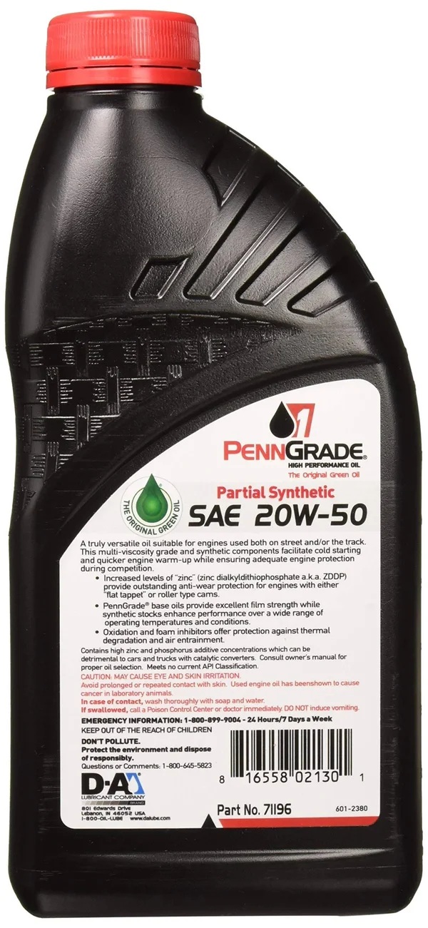 Brad Penn Oil 009-7119-12pk 20W-50 Partial Synthetic Racing Oil 12 Pack