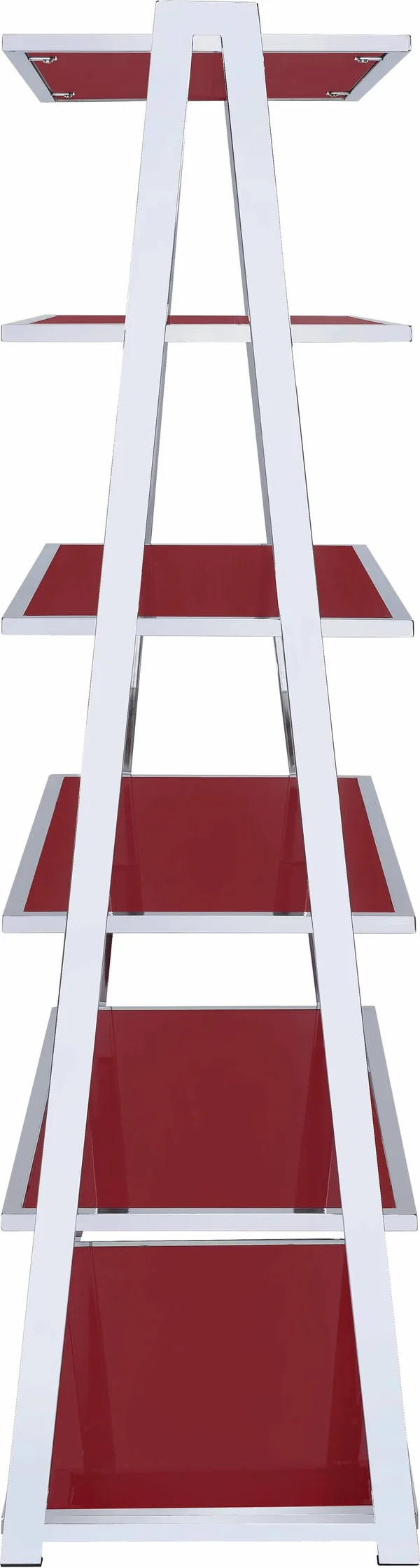 Acme Furniture Coleen Bookshelf, Red High Gloss & Chrome
