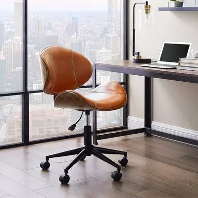 Seeger Faux Leather Task Chair Foundry Select Upholstery Color: Brown