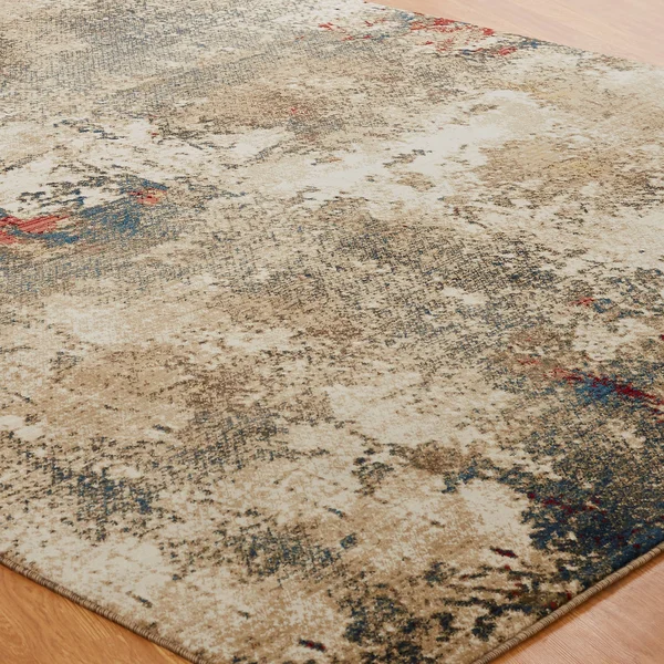 Porch & den Hodes Distressed Sand Tones Geometric Area Rug - 5&5x22 x 7&7x22