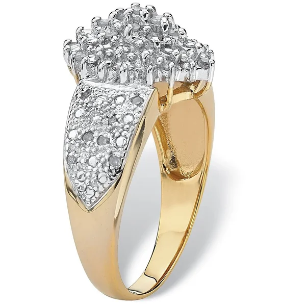 1/4 TCW Round Diamond 18K Gold Over Sterling Silver Marquise-Shaped Cluster Ring - 7