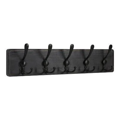 Wall Mounted Coat Rack with 5 Tri Hooks August Grove Finish: Black