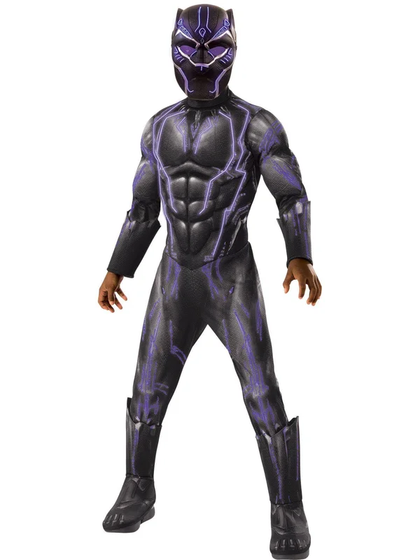 Rubies Costume Boy's Black Panther Deluxe Small Boys Light Up Costume - Black/Purple Rush, M