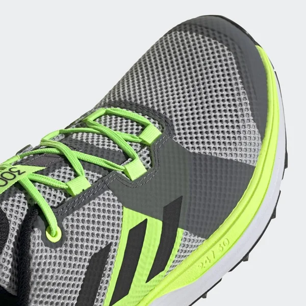 Adidas Terrex Two Trail Running Shoes - Men's - Grey Two, Core Black, Signal Green - 10.5