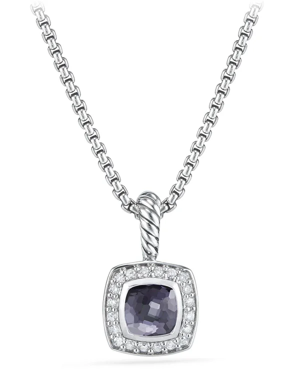 David Yurman Petite Albion Pendant Necklace with Gold Dome and Diamonds