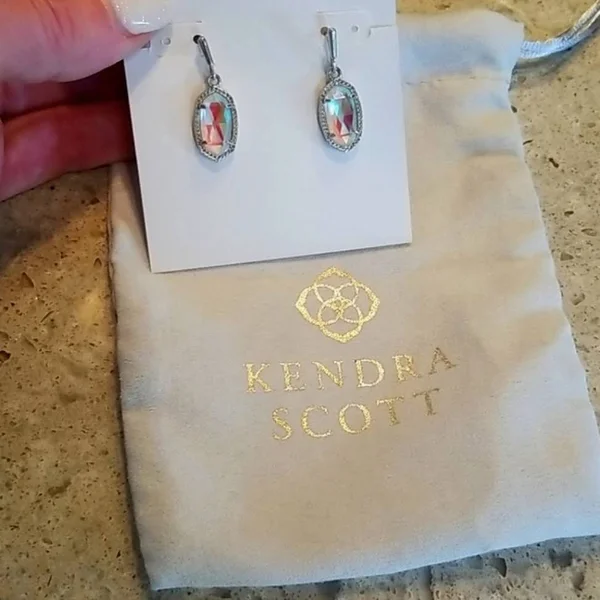 Kendra Scott Lee Silver Drop Earrings - Dichroic Glass